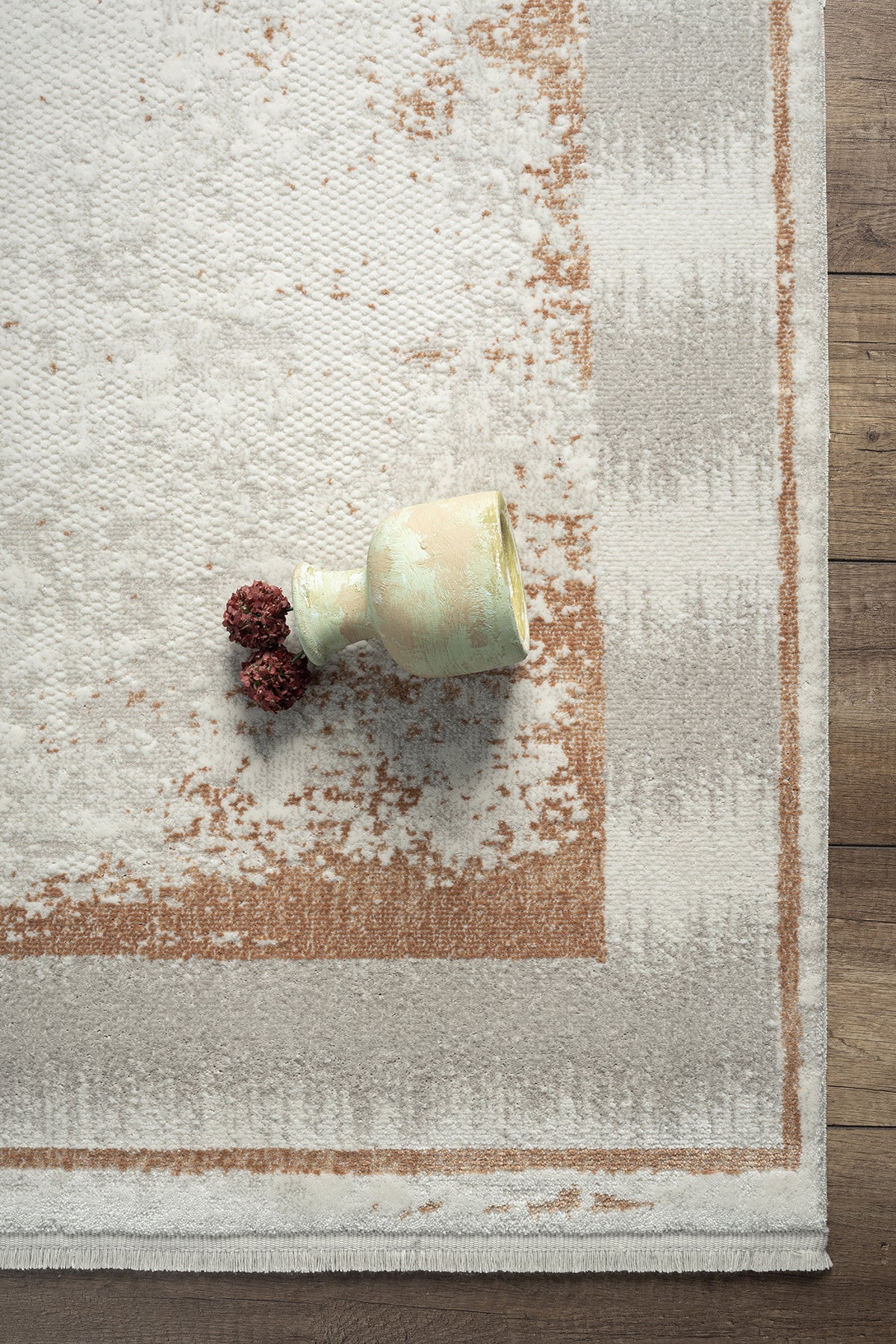 Bischofszel Cream Framed Woll, Cotton Rug