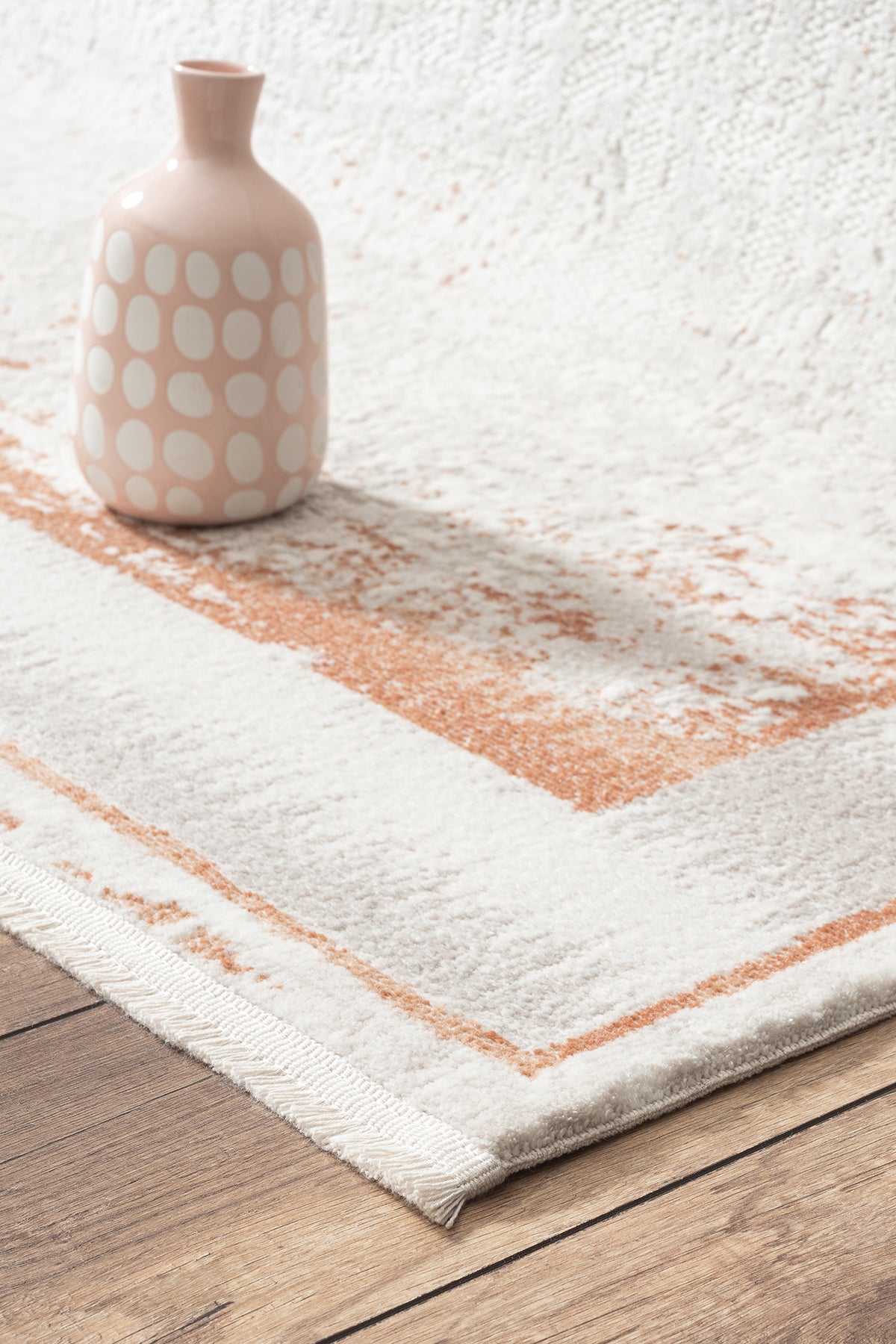 Bischofszel Cream Framed Woll, Cotton Rug