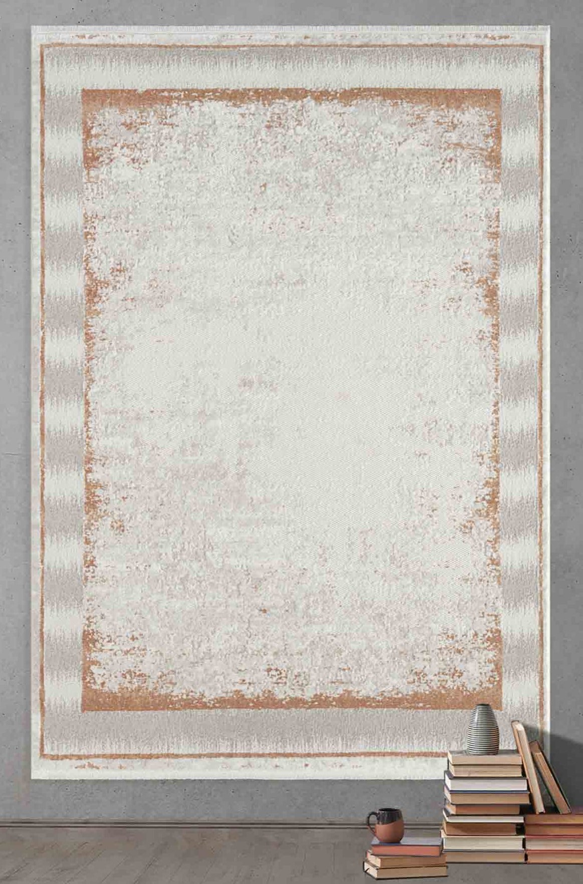 Bischofszel Cream Framed Woll, Cotton Rug
