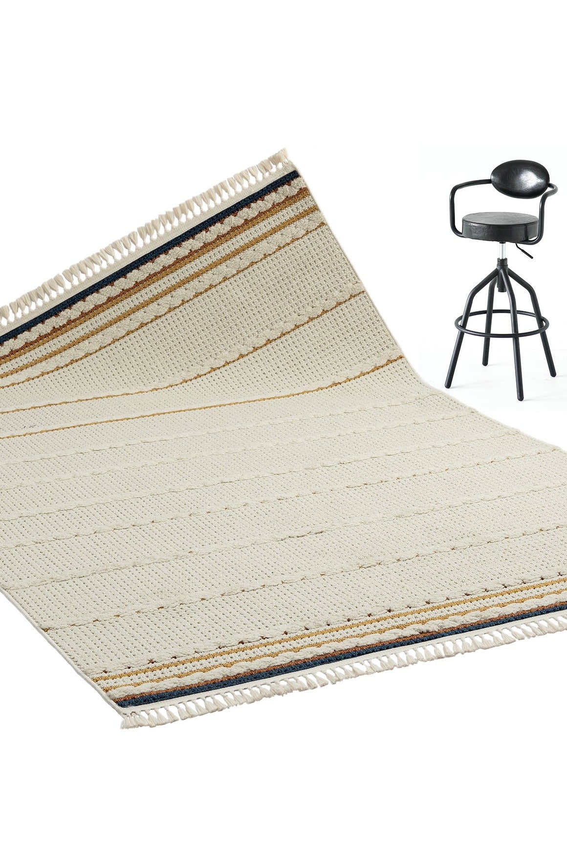 Chur Cream Striped, Cotton Rug