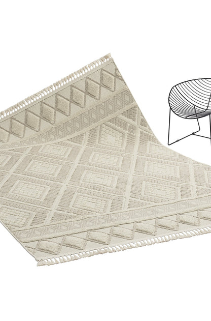 Conthey Cream Geometric, Cotton Rug