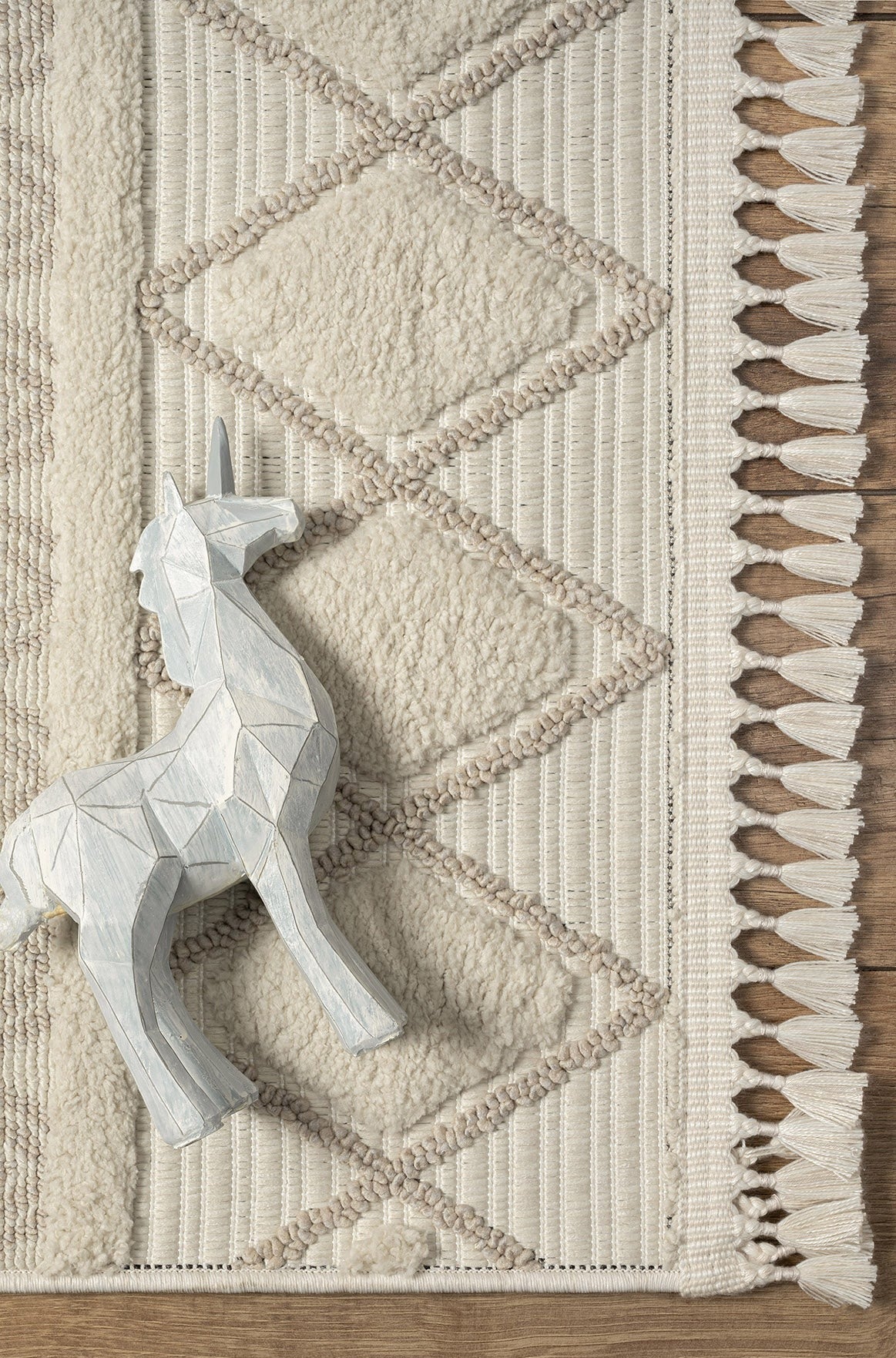 Conthey Cream Geometric, Cotton Rug
