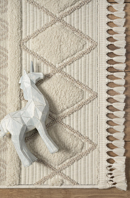 Conthey Cream Geometric, Cotton Rug
