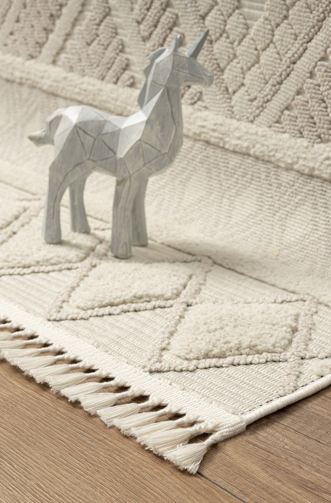 Conthey Cream Geometric, Cotton Rug