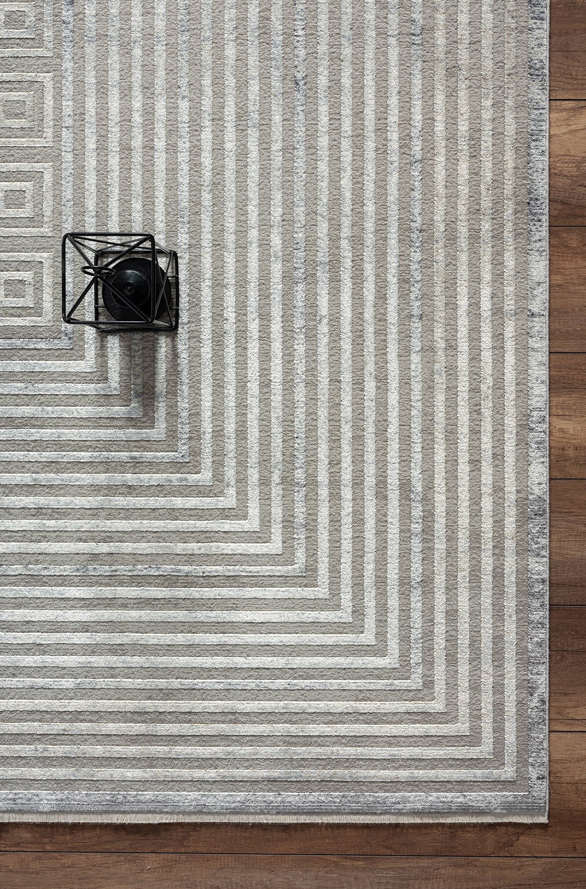 Hermance Grey Abstract, Viscose Machine Made Area Rug