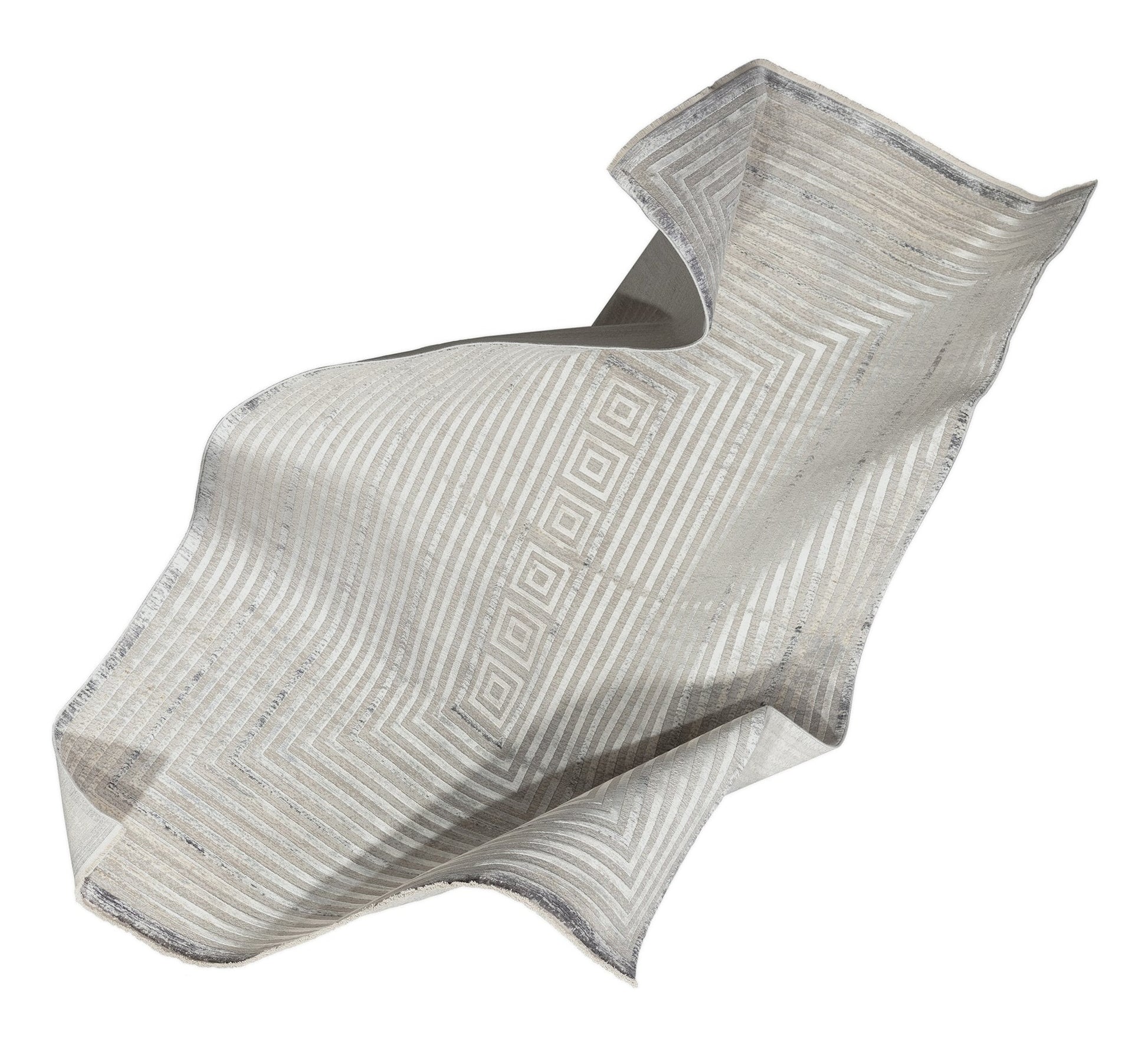 Hermance Grey Abstract, Viscose Machine Made Area Rug