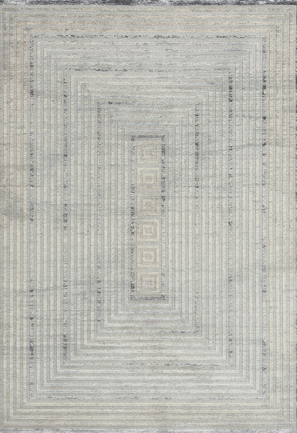 Hermance Grey Abstract, Viscose Machine Made Area Rug