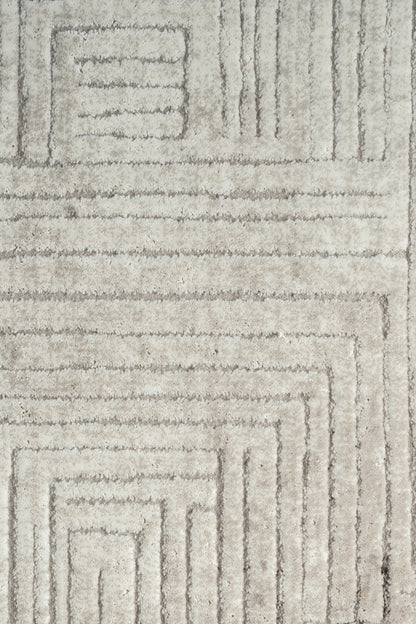 LaNeuveville Grey Abstract Woll | Cotton Machine Made Area Rug
