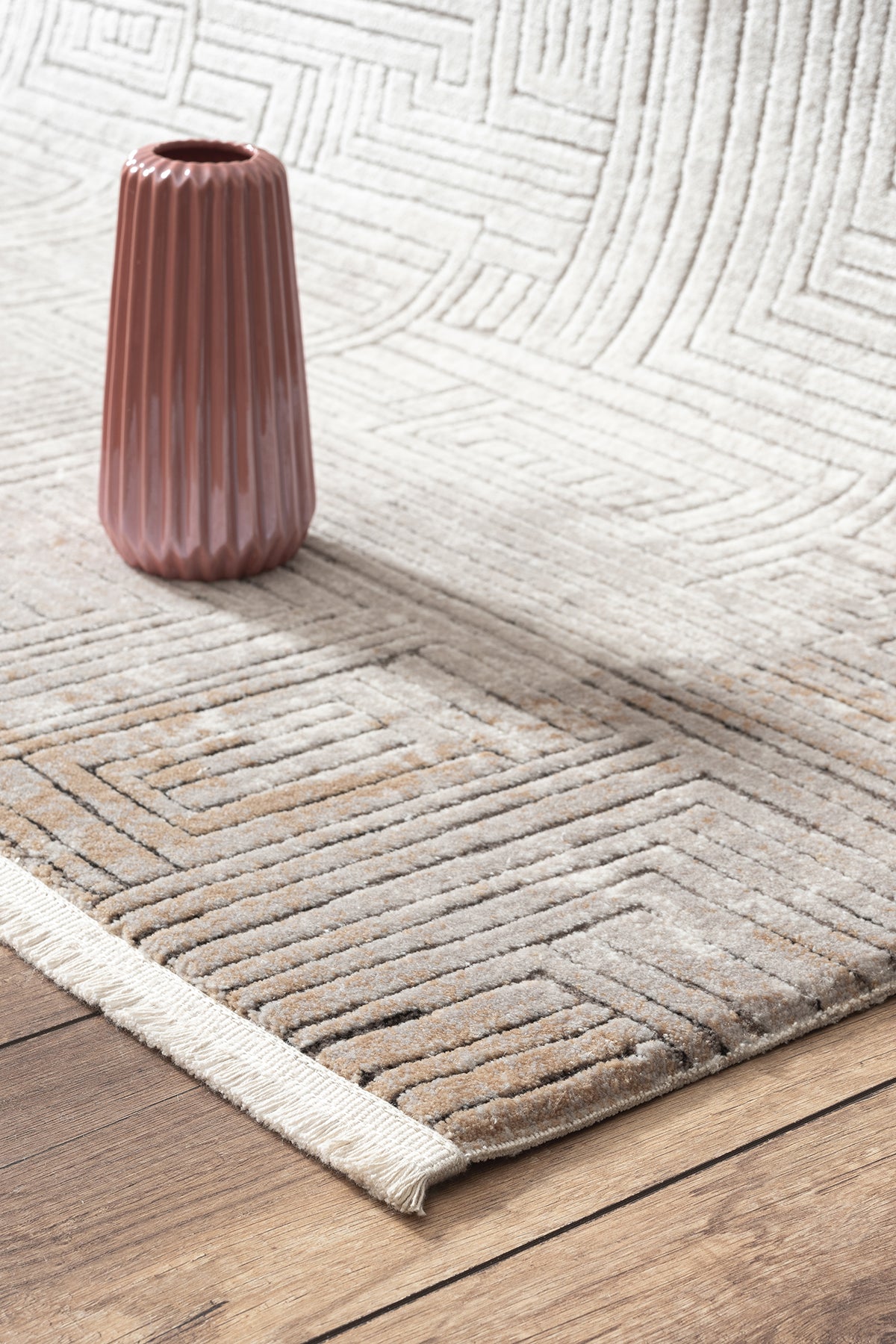 LaNeuveville Grey Abstract Woll | Cotton Machine Made Area Rug