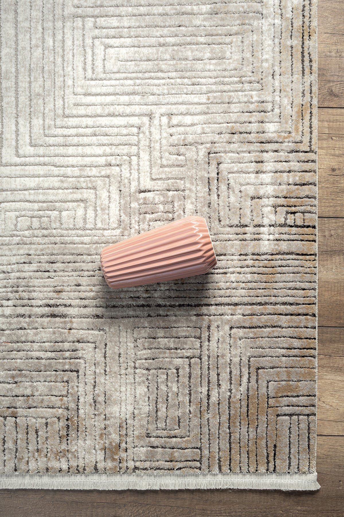 LaNeuveville Grey Abstract Woll | Cotton Machine Made Area Rug