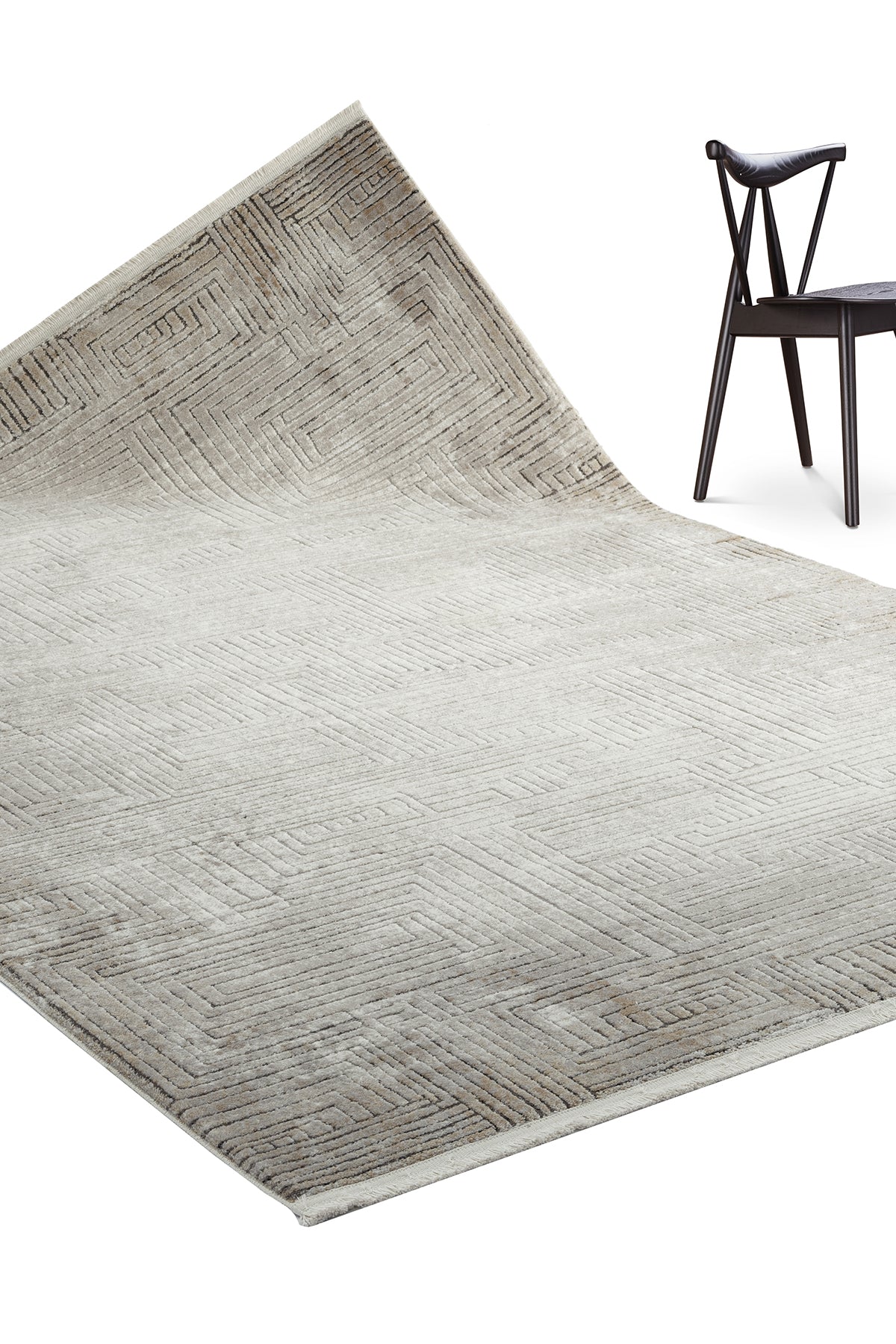 LaNeuveville Grey Abstract Woll | Cotton Machine Made Area Rug