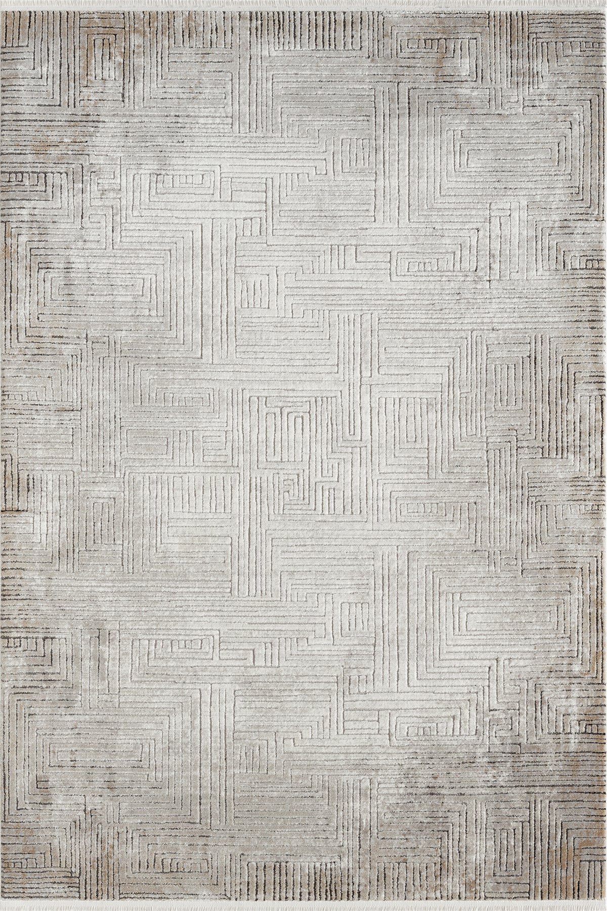 LaNeuveville Grey Abstract Woll | Cotton Machine Made Area Rug