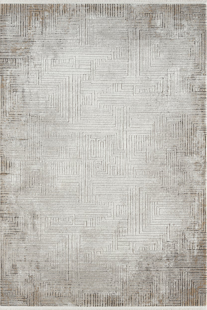 LaNeuveville Grey Abstract Woll | Cotton Machine Made Area Rug