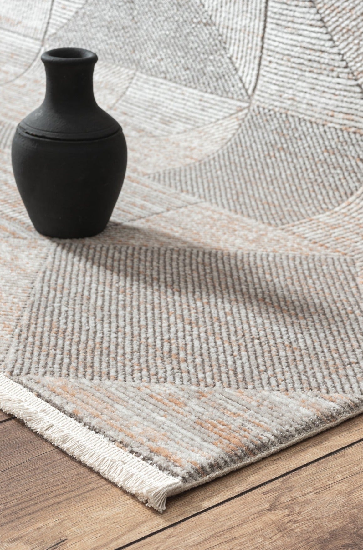 Langenthal Anthracite Geometric Woll, Cotton Square Area Rug