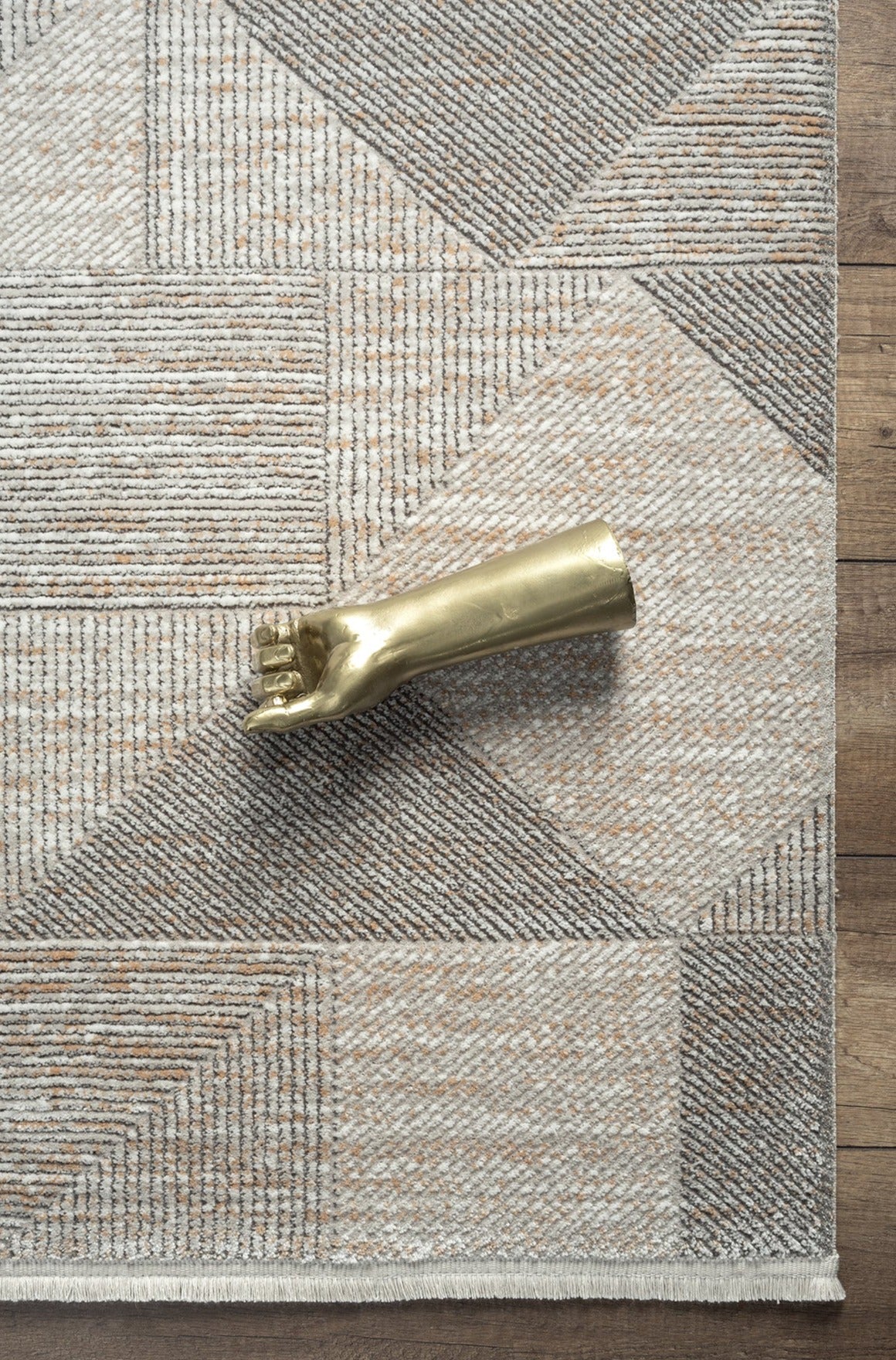 Langenthal Anthracite Geometric Woll, Cotton Square Area Rug