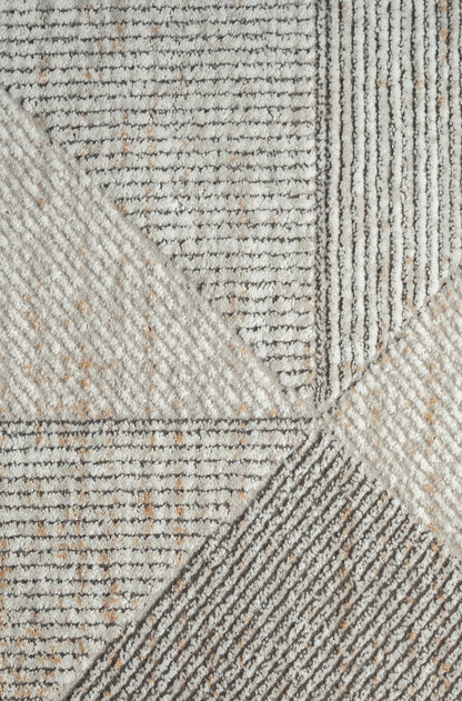 Langenthal Anthracite Geometric Woll, Cotton Square Area Rug