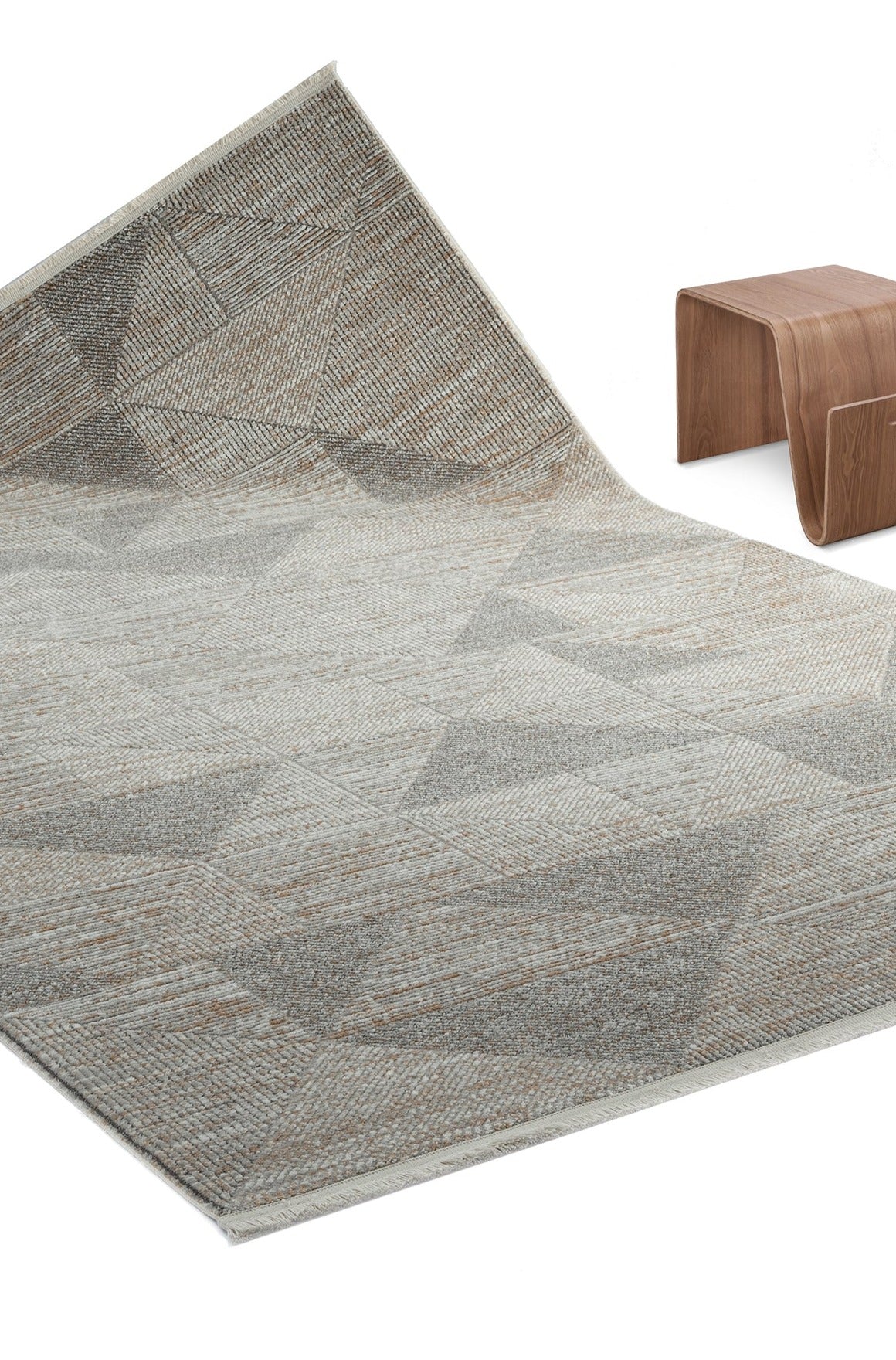 Langenthal Anthracite Geometric Woll, Cotton Square Area Rug
