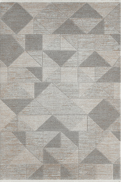 Langenthal Anthracite Geometric Woll, Cotton Square Area Rug