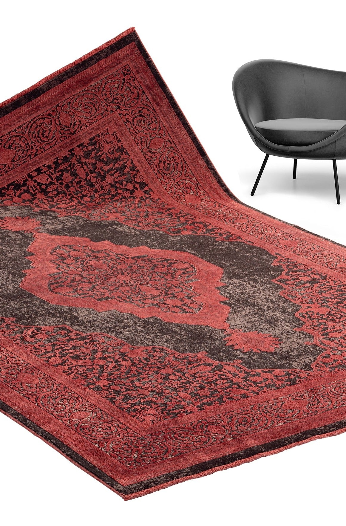 Munsingen Red Medallion, Viscose Rug