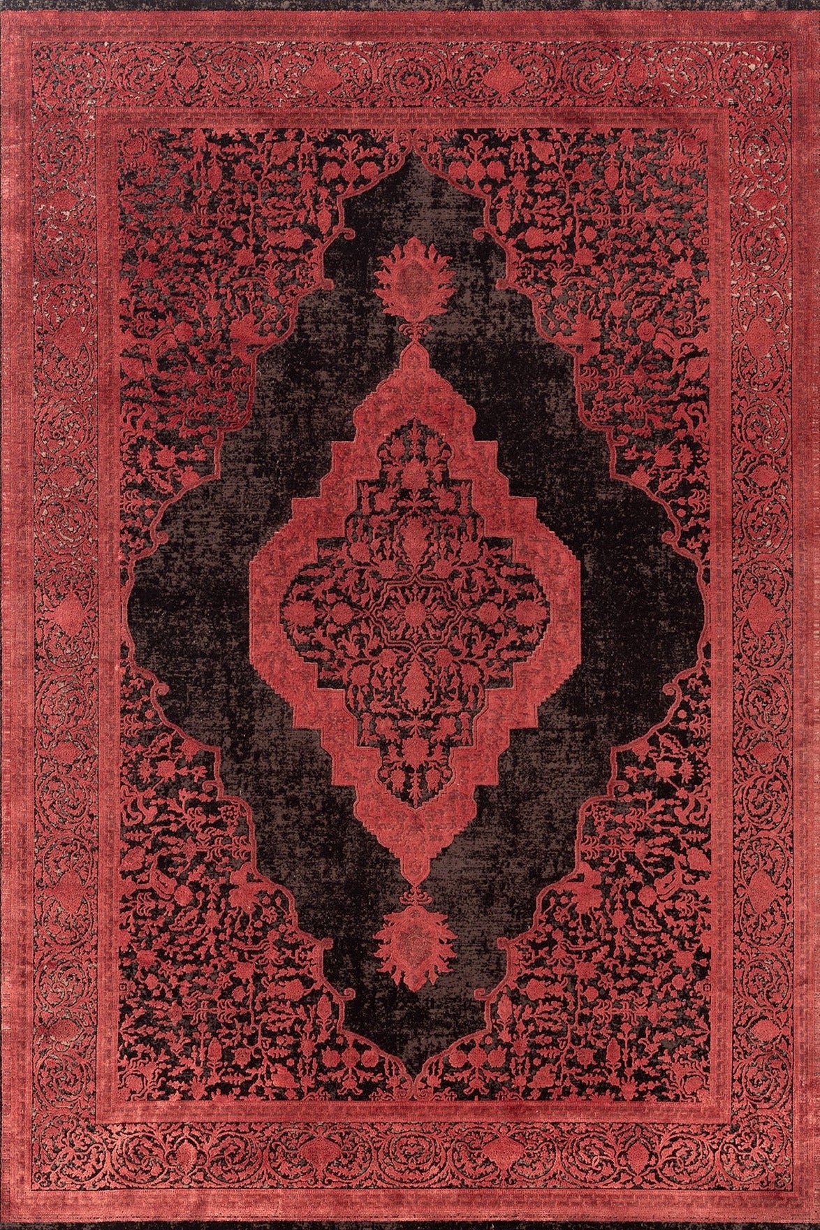 Munsingen Red Medallion, Viscose Rug