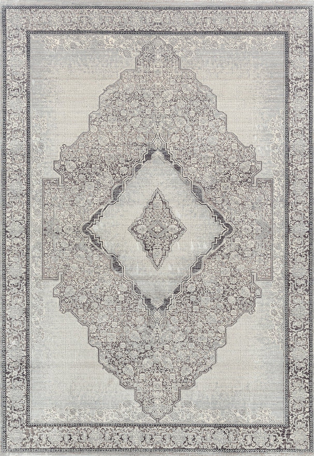 Muttenz Anthracite Medallion, Viscose Rug