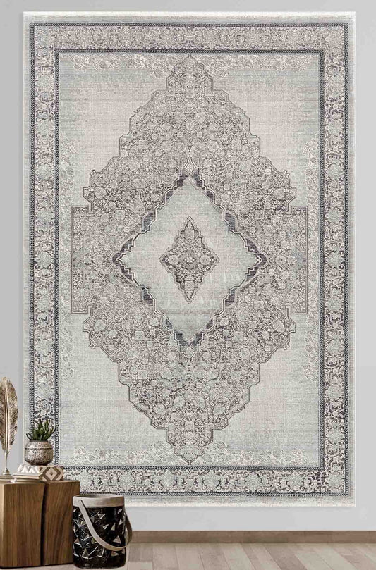 Muttenz Anthracite Medallion, Viscose Rug