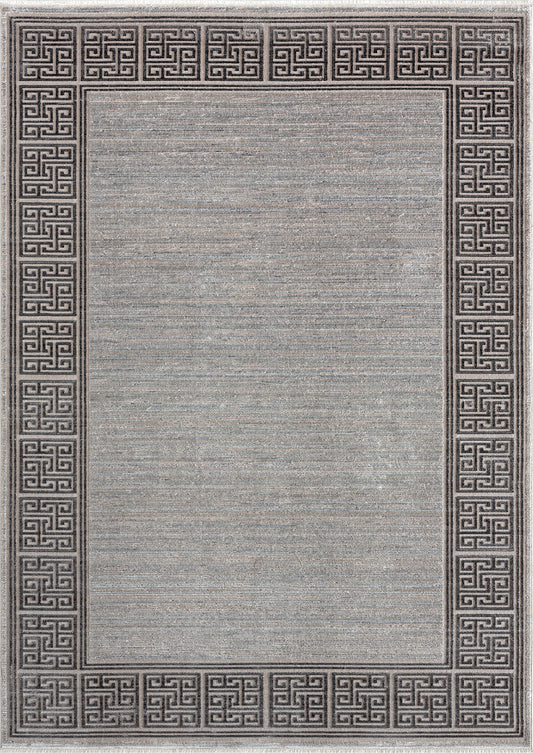 Orsieres Brown Framed, Viscose Rug