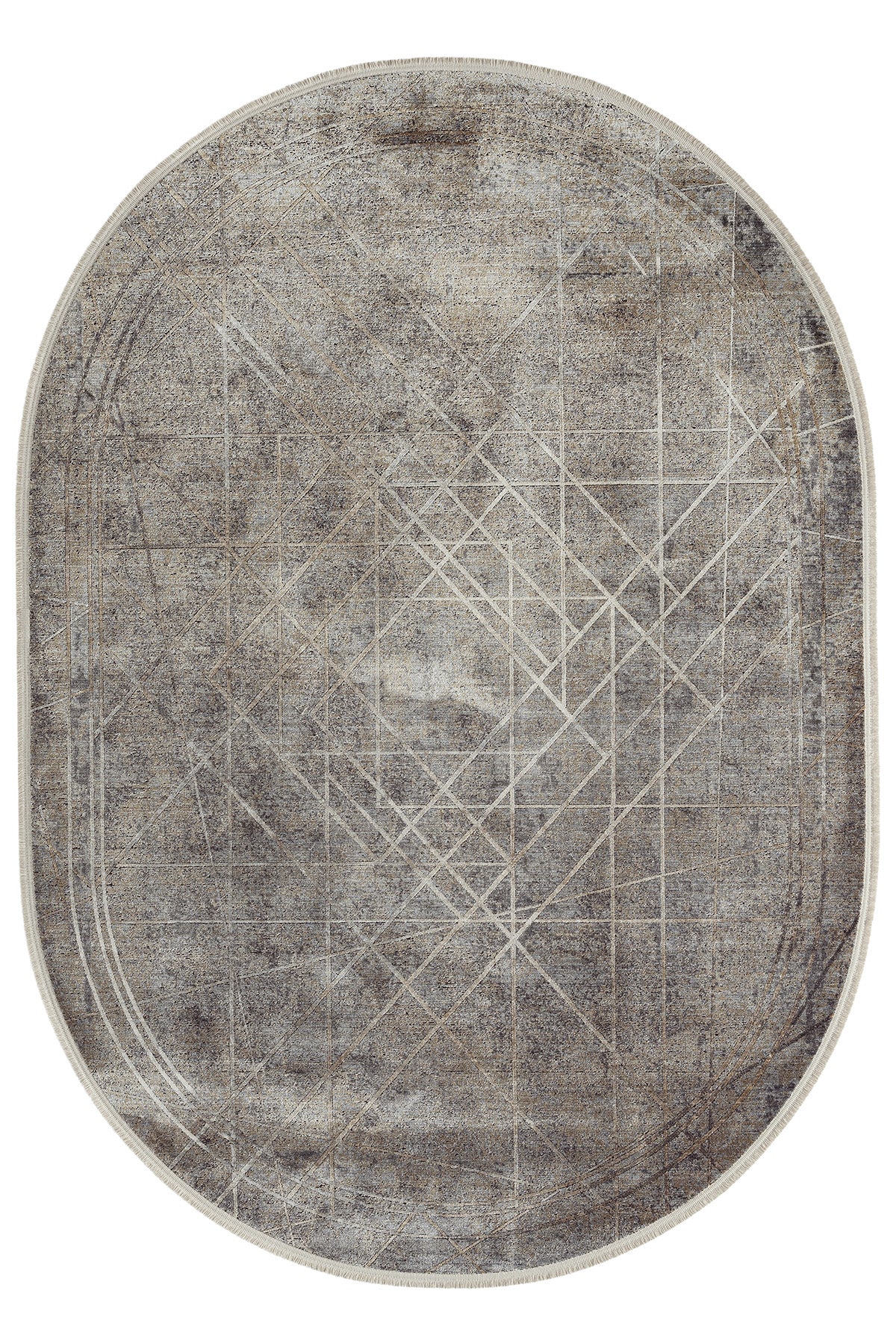 Piginda Regensberg Anthracite Abstract Viscose Machine Made Oval Rugs