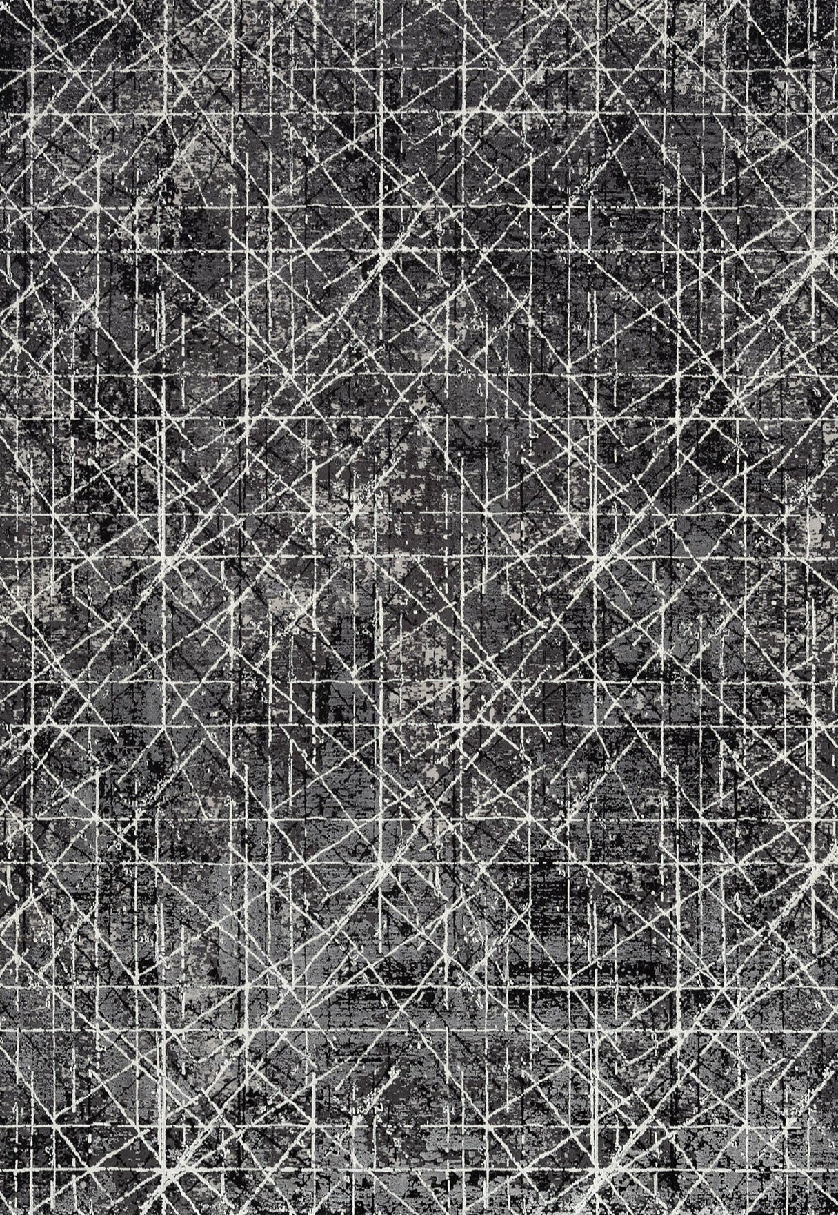 Romainmotier Black Geometric, Viscose Rug