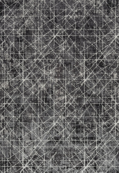 Romainmotier Black Geometric, Viscose Rug