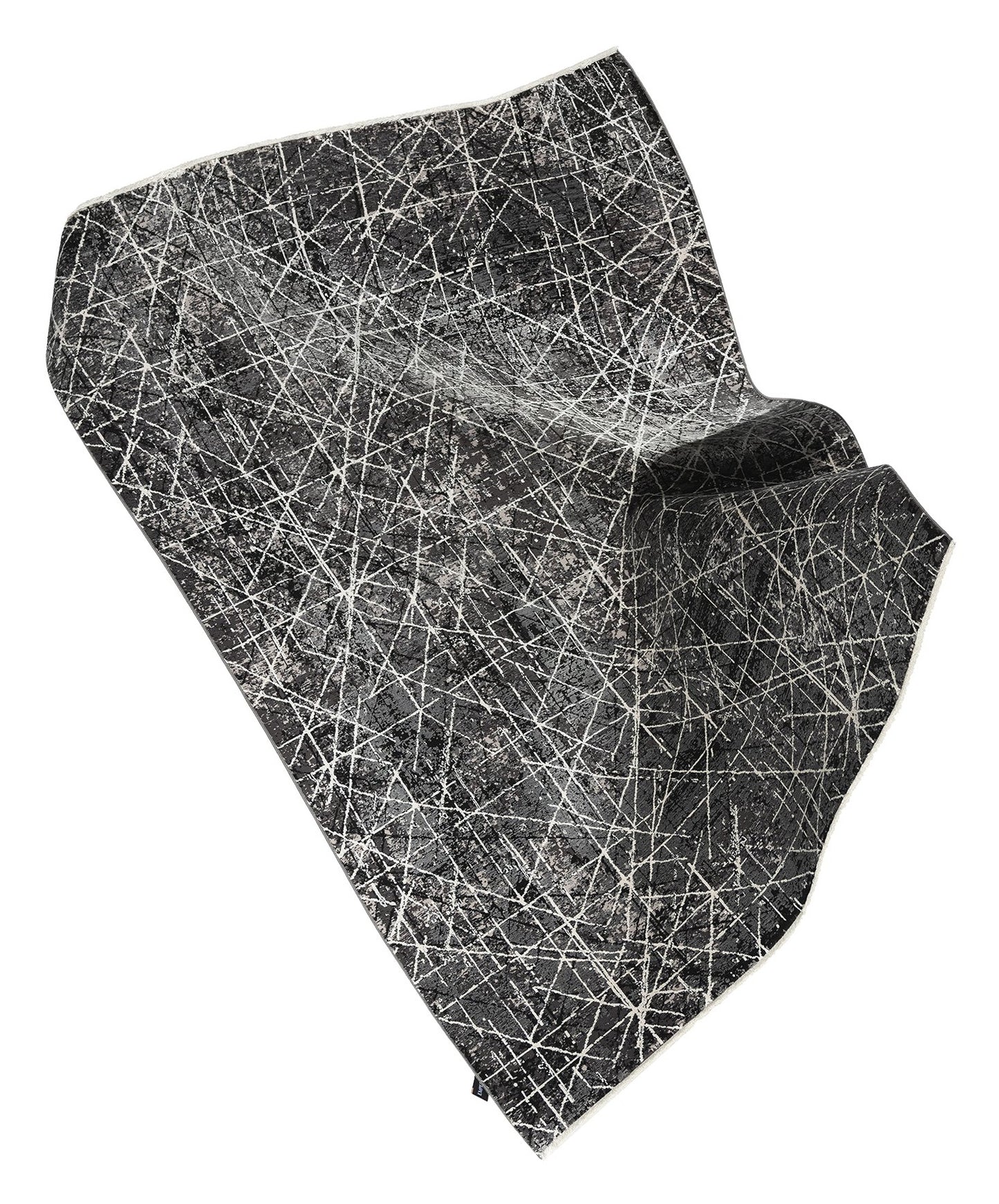 Romainmotier Black Geometric, Viscose Rug