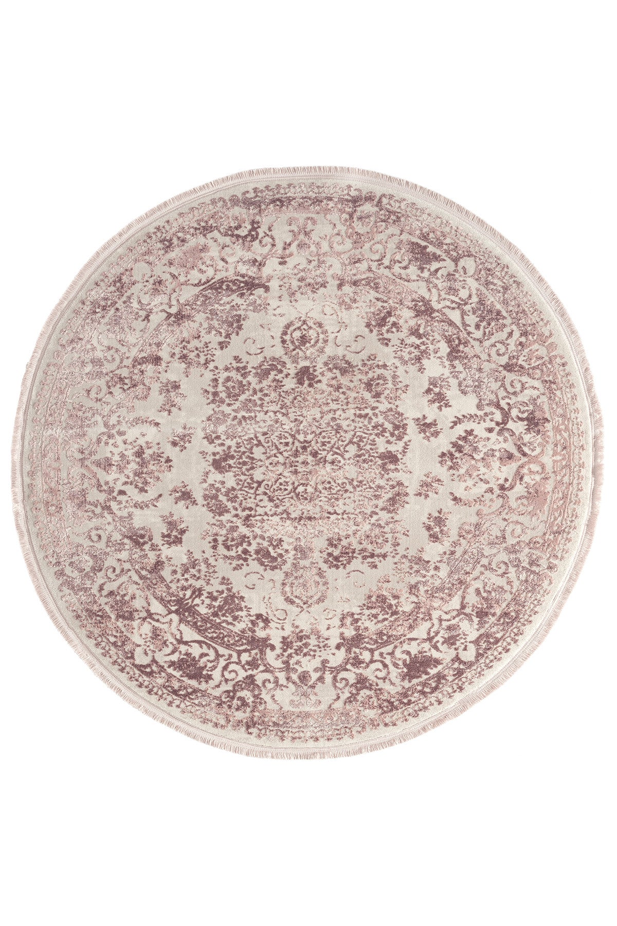 Damson Medallion Abstract Round Rug | Cotton  Machine Made Area Rug