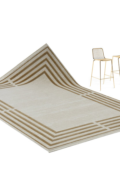 Stans Cream Framed Woll, Cotton Rug