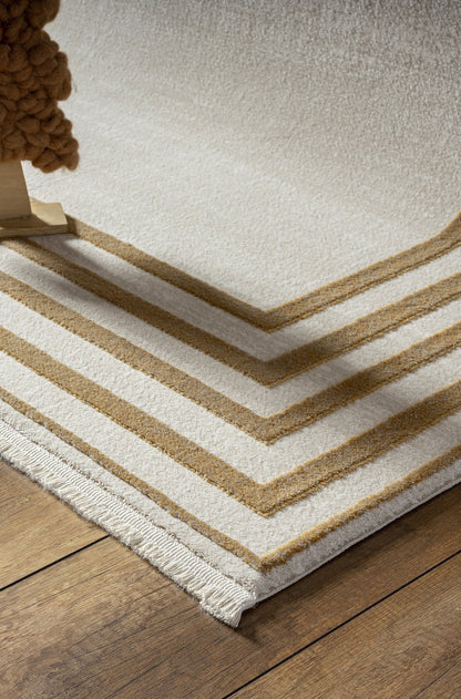 Stans Cream Framed Woll, Cotton Rug