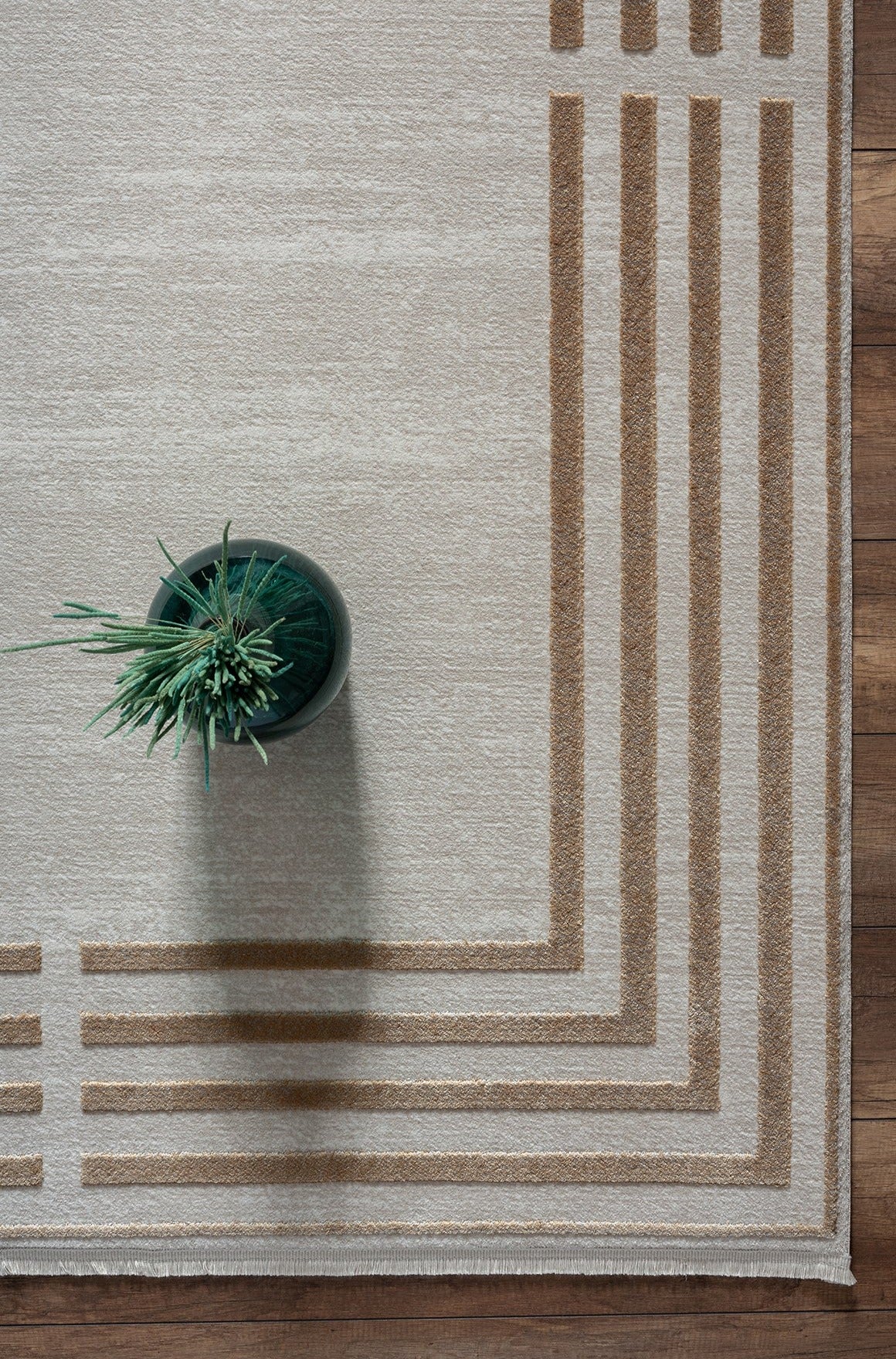Stans Cream Framed Woll, Cotton Rug