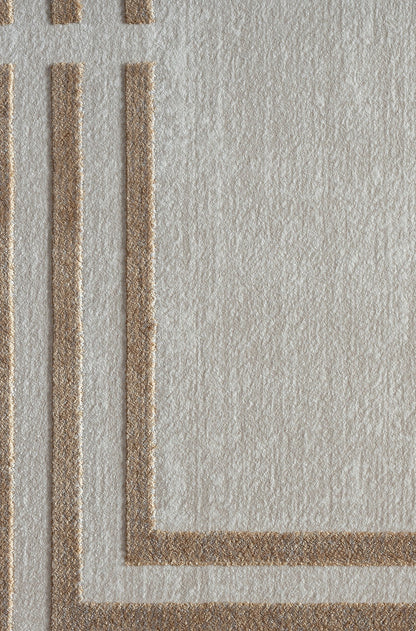 Stans Cream Framed Woll, Cotton Rug