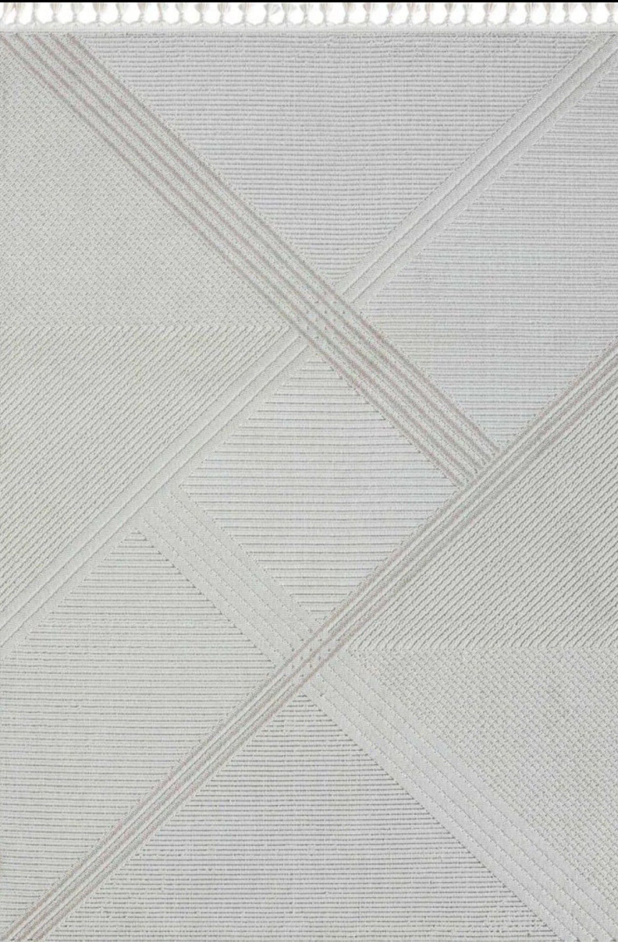 Crisp Beige Geometric, Polyester Rug