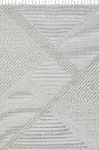 Crisp Beige Geometric, Polyester Rug