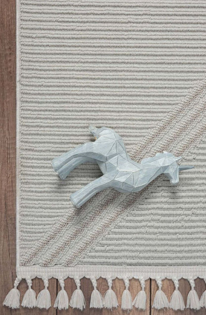 Crisp Beige Geometric, Polyester Rug
