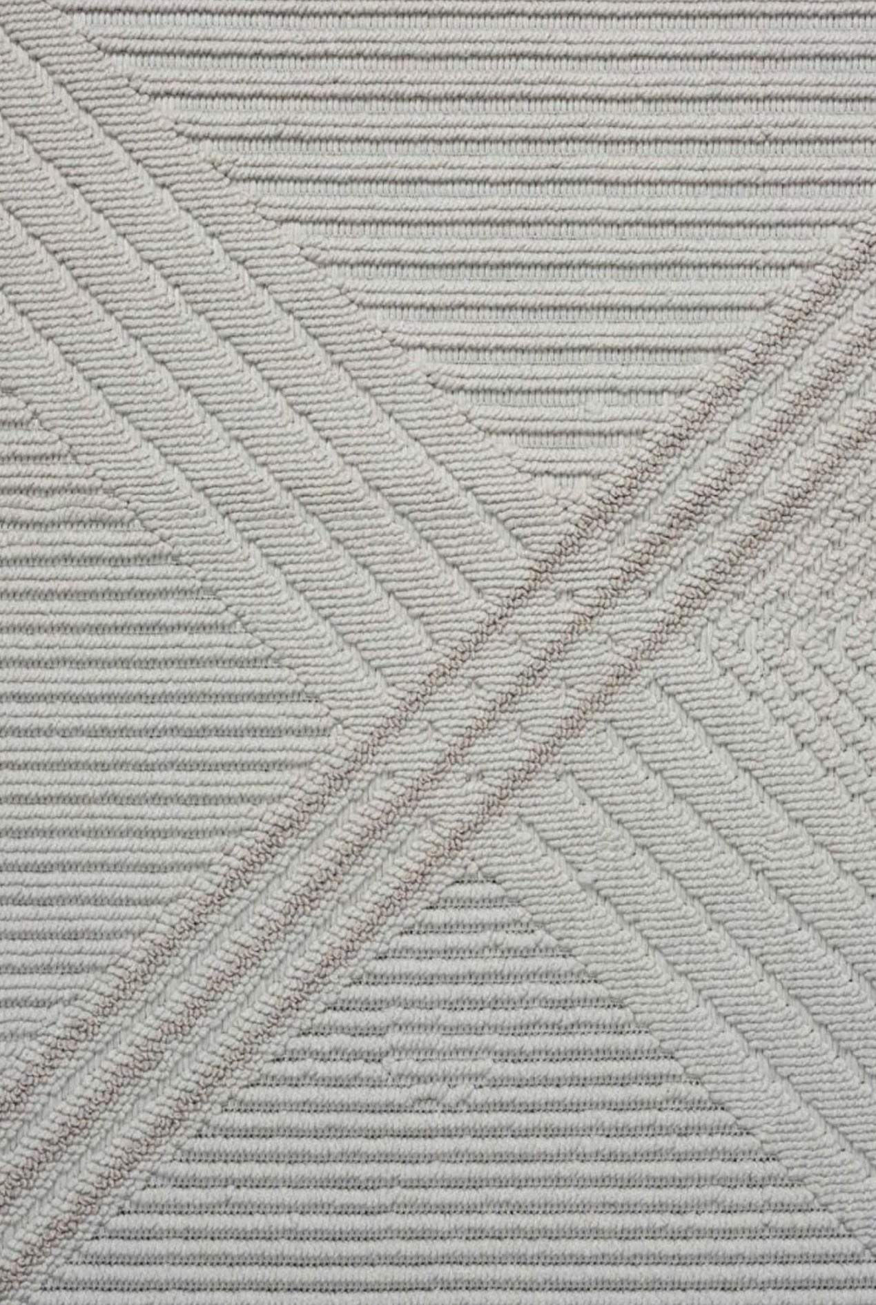 Crisp Beige Geometric, Polyester Rug