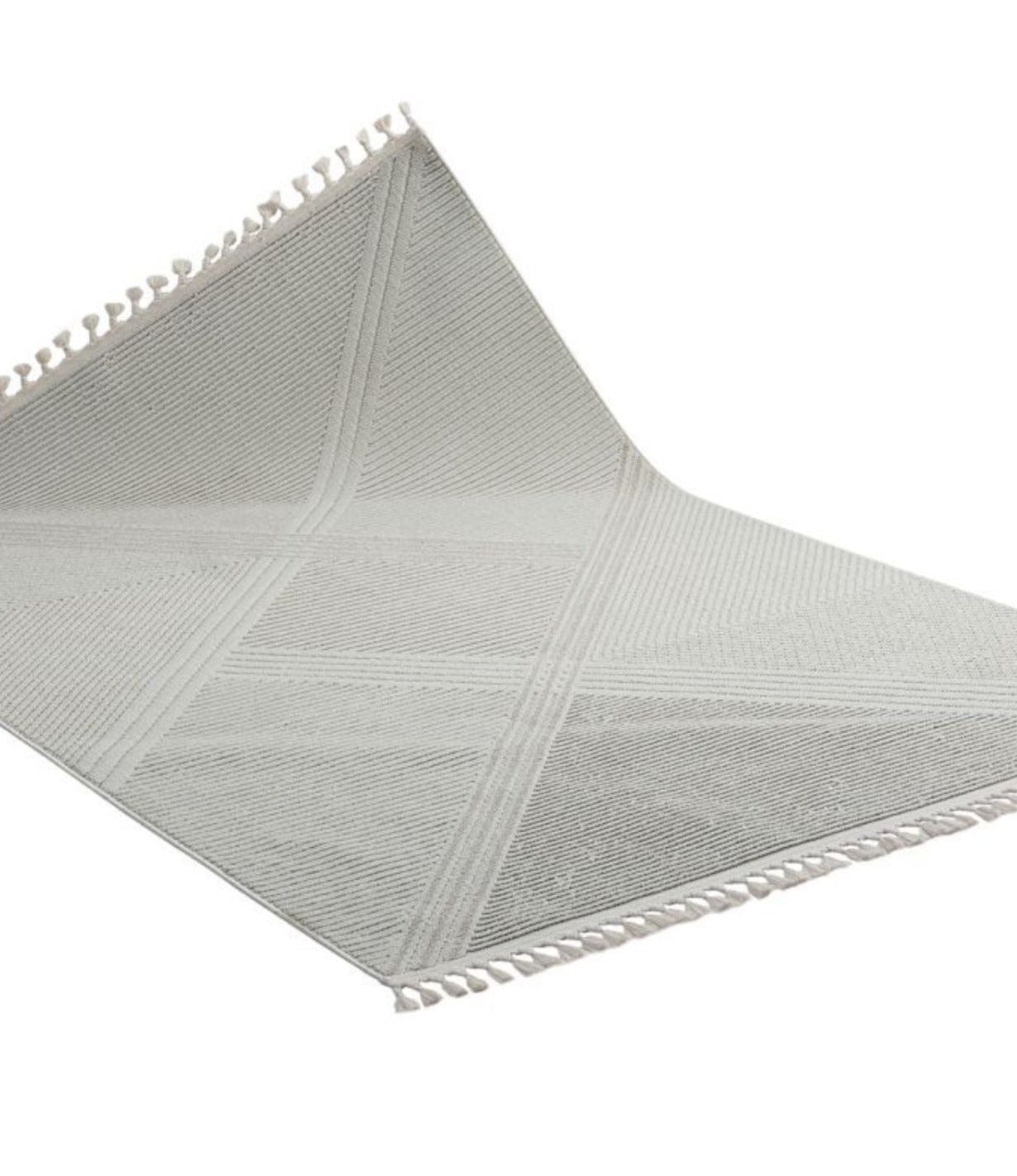 Crisp Beige Geometric, Polyester Rug