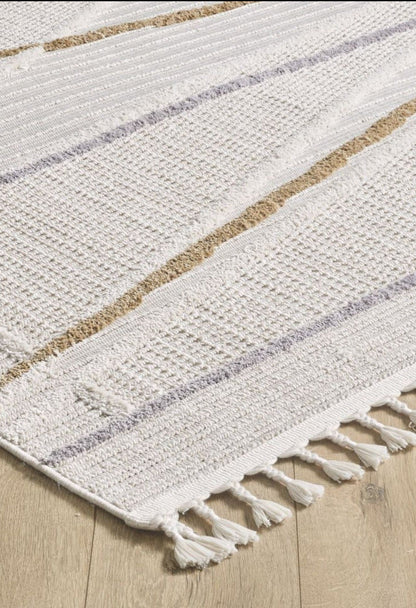 Marilla Gold Scandinavian, Polyester Machine Made Area Rug