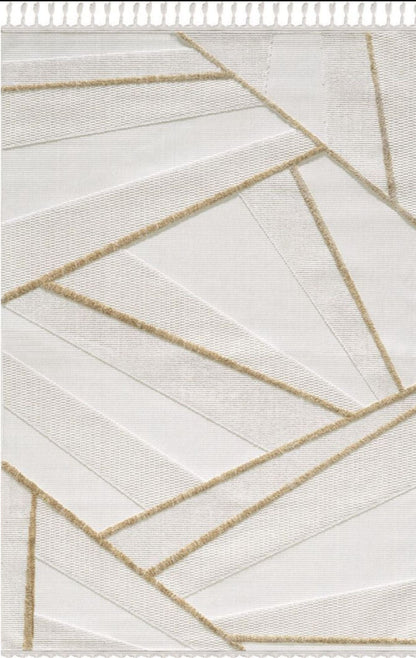 Vella Gold Scandinavian, Polyester Machine Made Area Rug
