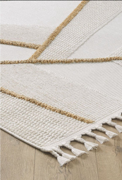 Vella Gold Scandinavian, Polyester Machine Made Area Rug