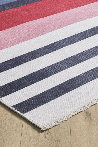 Stripe  Patterned Lm, Non-Slip Base, Washable, Stain-Resistant Rug