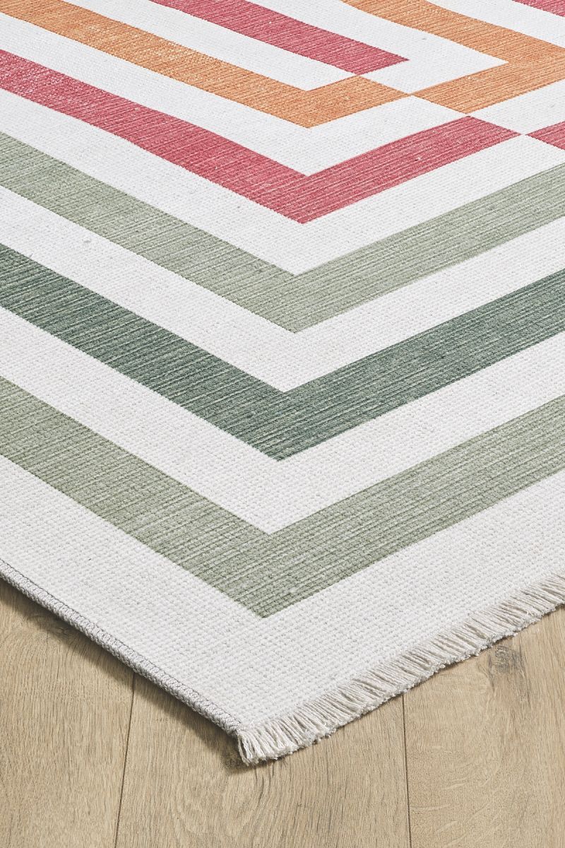Stripe  Patterned LP, Non-Slip Base, Washable, Stain-Resistant Rug