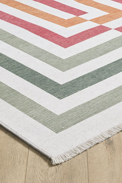 Stripe  Patterned LP, Non-Slip Base, Washable, Stain-Resistant Rug