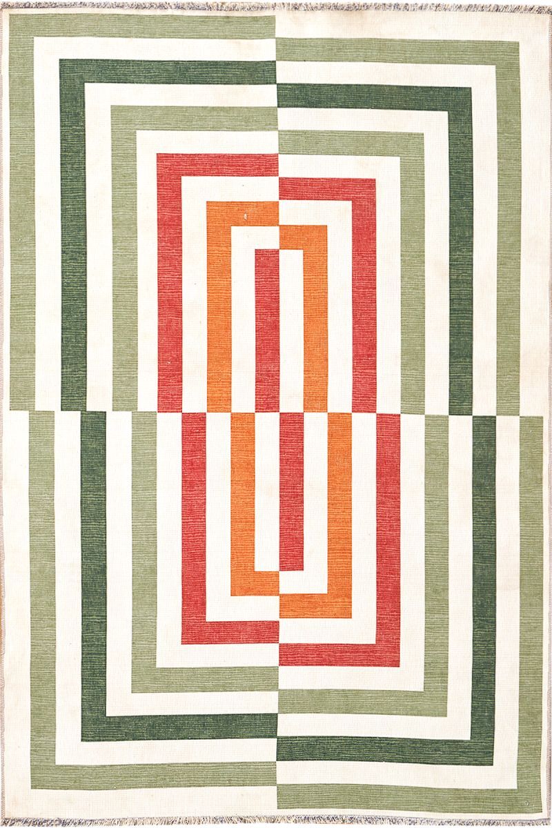 Stripe  Patterned LP, Non-Slip Base, Washable, Stain-Resistant Rug