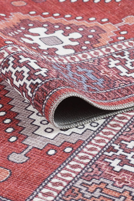 Ethnic Patterned LS, Non-Slip Base, Washable, Stain-Resistant Rug
